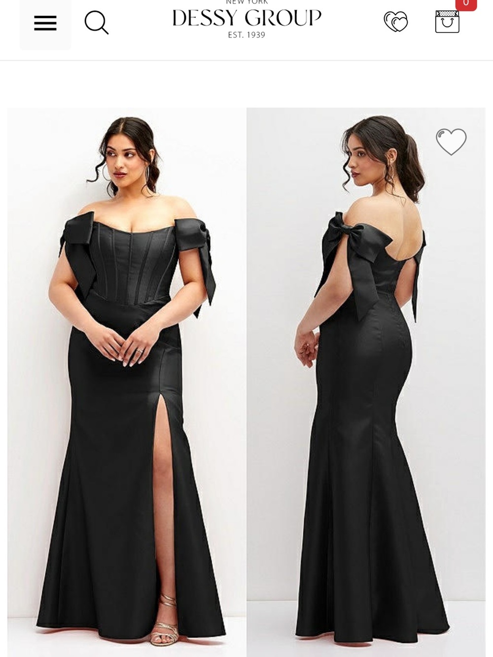 Alfred Sung OFF-THE-SHOULDER BOW SATIN CORSET DRESS in black